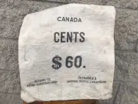 4 OLD CLOTH COIN MONEY BAGS - 1 CIBC / 2 TTC  / 1 CANADA MINT