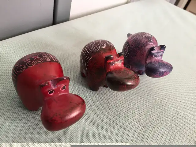 Elephant 6" Soapstone Dish + #6 Rhino Hippo Elephant Figurines64750349034497124