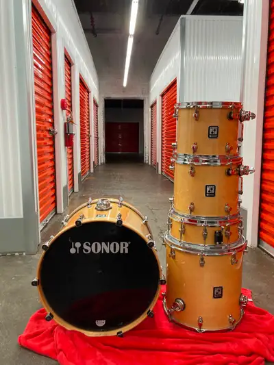 German Sonor S-Class 6-Piece Maple Drum Shell Pack + Cases, View more