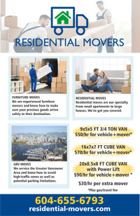 Residential Movers- Moving, Storage, Packing and Disposal