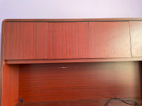 Walnut wood desk, hutch, file cabinet