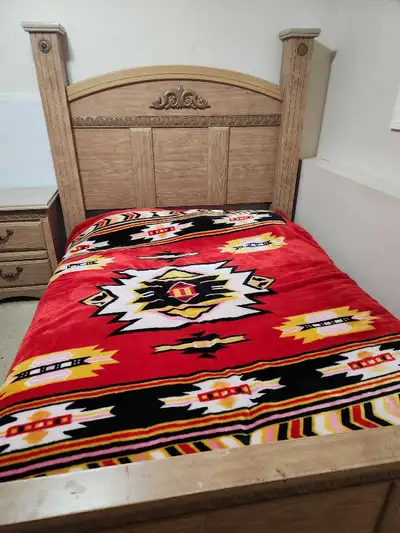 wood bedframe and mattress, View more