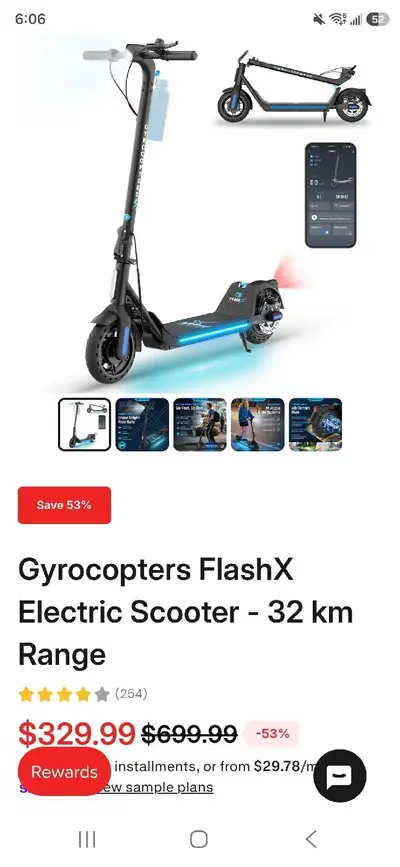 Navigate your daily commute with ease on this Gyrocopters FlashX electric scooter, featuring a power...