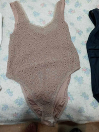  Ladies ned bodysuit cottôn and crochet vintage