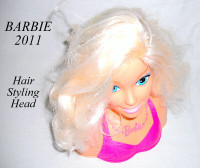 Barbie head bust, BLOND hair styling doll, brush, twist, tie,set