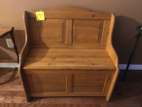  Wood bench with storage  