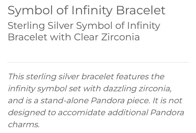 Pandora Symbol of Infinity Bracelet – Retired/Discontin in Jewellery & Watches in Mississauga / Peel Region - Image 4