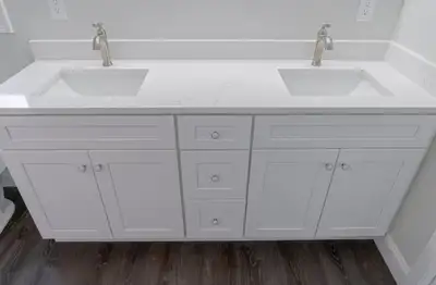 Stunning Modern White Sink Bathroom Vanity & Countertop | Custom, View more