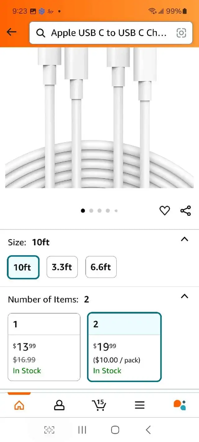 2 Pack 10FT or 6 FT 60W USB C to C Cable for iPad Pro, Air 6 5 4 in General Electronics in Markham / York Region - Image 3