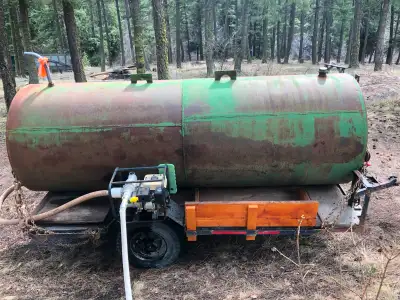 1000 Gallon Tank on BC Trailer, with Accessories Shown here, and Pump (Currently Running Aspen Fuel,...