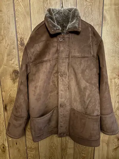 Large light brown suede winter jacket, View more