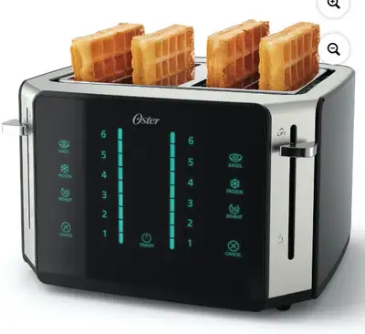 Grille-pain à écran tactile 4 fentes Oster en acier inoxydable, View more