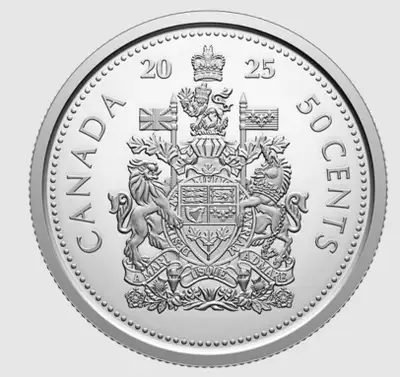 2025 Canada 50 cents coin, "Coat of Arms, King Charles III, UNC,, View more