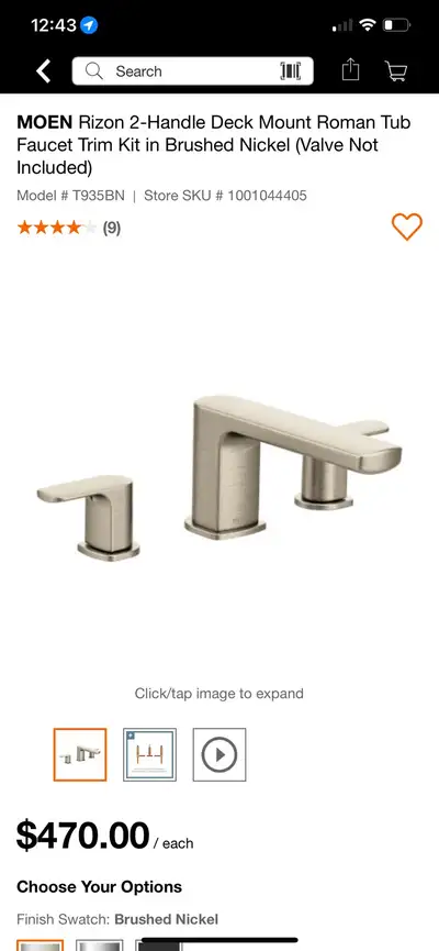 MOEN Rizon 2-Handle Deck Mount Roman Tub Faucet Trim Kit in Brus, View more