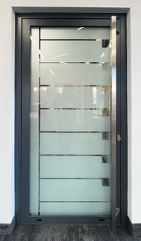 SHOWROOM BLOWOUT SALE - Dark gray aluminum entry doors