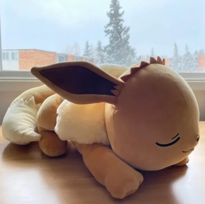 Sleeping Pokémon Plush EEVEE 18" 2021 Giant Big Plushie Stuffed animal Clean, from Smoke and pet fre...