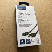 Insignia 4ft Mini HDMI to HDMI Cable for Canon Sony Nikon Camera