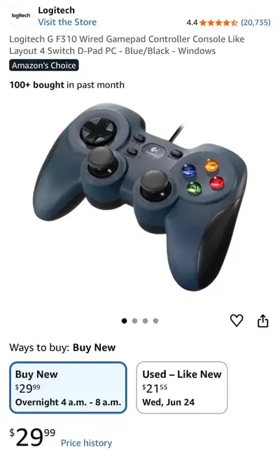 Logitech G F310 Wired Gamepad Controller, View more