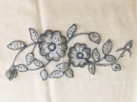 10" x 4.3" Patch Flowers Embroidered Floral & Sequins Appliqué