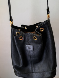 Authentic Burberry Hobo Bucket Bag - Black Pebbled Leather