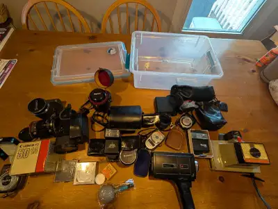 various vintage photography items, incl, lenses, flashes, lig, View more
