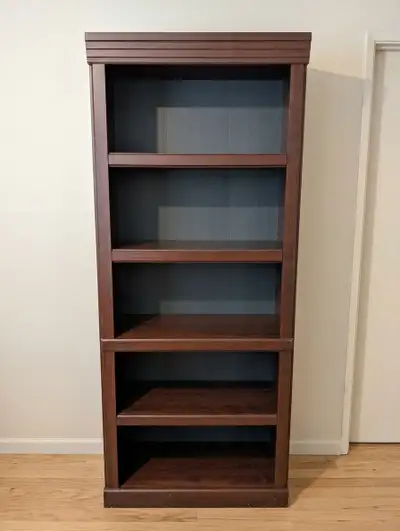 Dark walnut wooden bookcase, View more