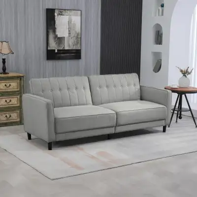 Convertible Bed with Couch, Button Tufted Fabric Sofa Bed , View more