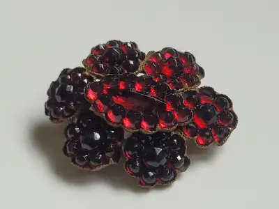 Antique Garnet Glass Brooch, View more