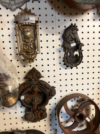 3 ANTIQUE HEAVY SOLID STEEL / CAST IRON ORNATE DOOR KNOCKERS