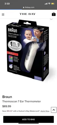 Braun ear thermometer for kids/thermomètre