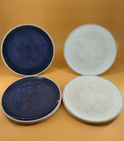 Beautiful Melamine Plates (Four cream and four navy), View more