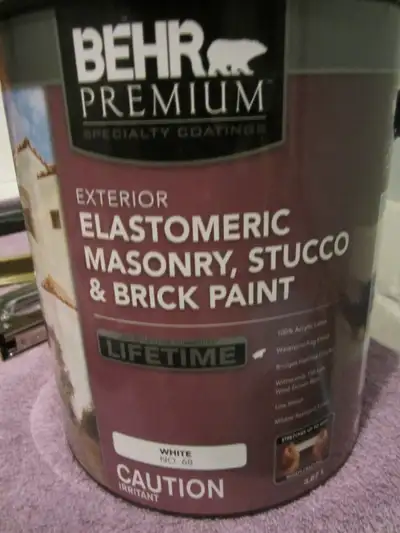 Behr Premium Elastomeric paint CREAM color., View more
