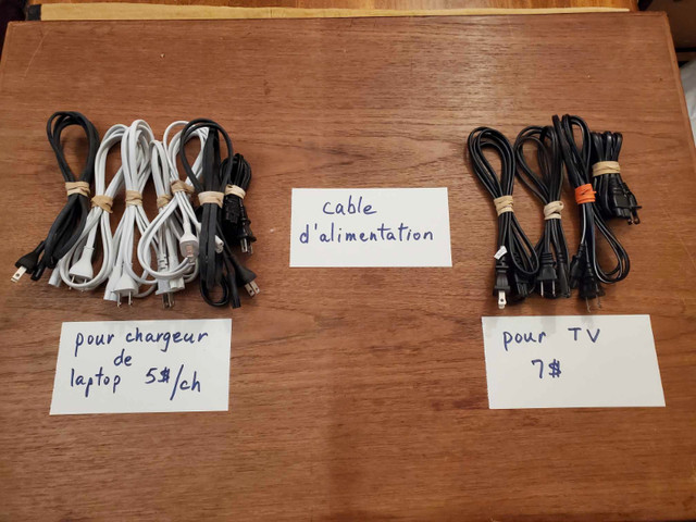 cable d'alimentation   2 pin pour chargeur de laptop    et TV dans Appareils électroniques  à Ville de Montréal