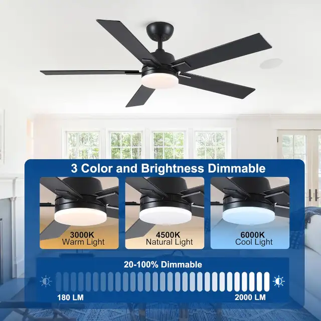 Rayqueen 52" Modern Ceiling Fan – DC Motor, LED Light, Remote Co in Indoor Lighting & Fans in Mississauga / Peel Region - Image 7