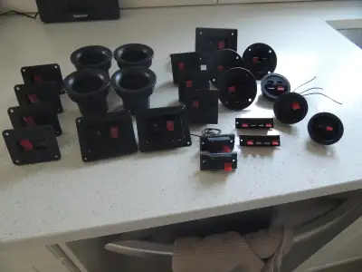 Assortment of Speaker Parts- Vent tubes, speaker connectors, View more