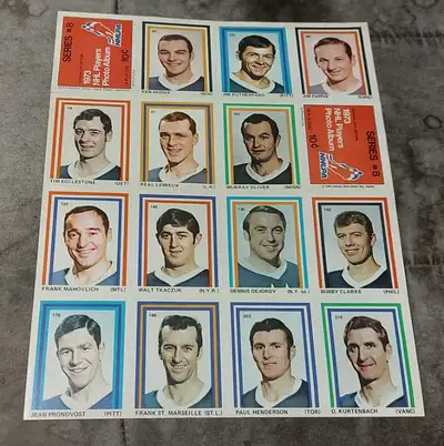 Vintage 1973 UNCUT/MINT Eddie Sargent NHL Players Photo Sheets, View more