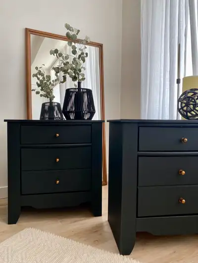 This pair of nightstand combines minimalist lines with moder functionality, making it a versatile ad...