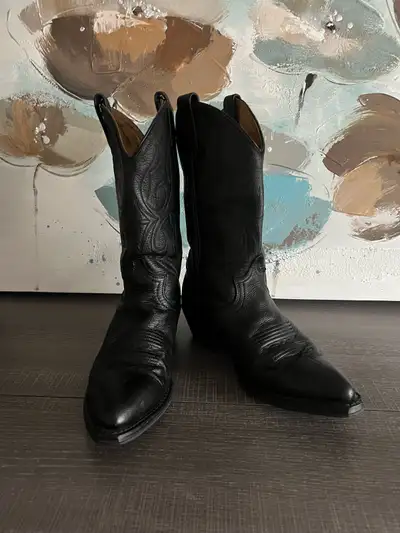 Ladies Black Leather Canada West Cowboy Boots Size 8C, View more