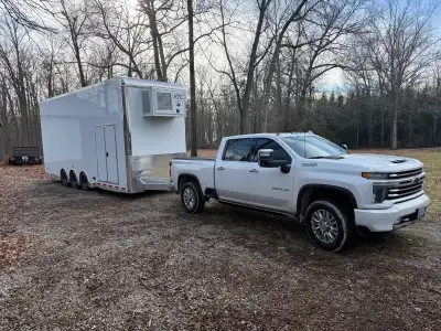 CUSTOM MADE ATC RM900 8.5 X 28 FT STACKER TRIPLE 6000# AXLES (WHITE) Our racing plans have changed s...