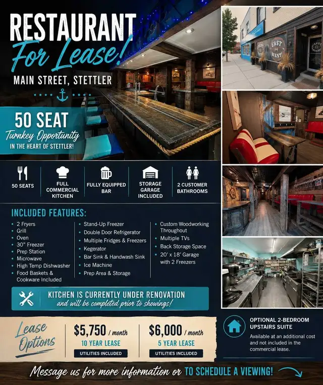 Turnkey Restaurant Downtown Stettler