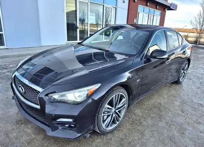 Alberta active status 2016 Malbec black Infiniti Q50S 3.0T AWD sedan with runs and handles real well...