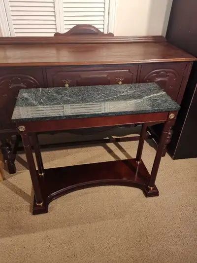 Nice vintage solid wood console table with real marble top , View more