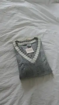 Superdown Shawnie Varsity Sweater Mini Dress (Grey, Size S, New)