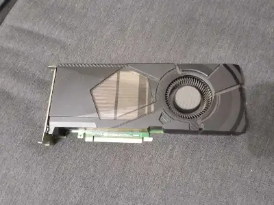 Used still works excellent Fresh thermal paste and thermal pads Blower style Dell OEM Graphics card...