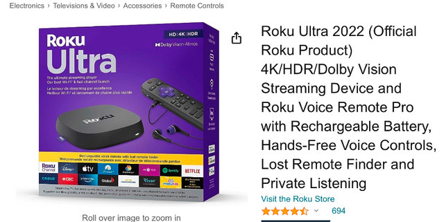 Roku, Ultra streaming device in General Electronics in Windsor Region - Image 2