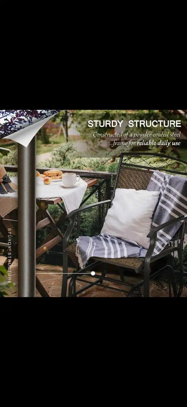 Outdoor Glider Chair, Porch Glider, Patio Rocker for Deck, PE Ra in Patio & Garden Furniture in Markham / York Region - Image 8