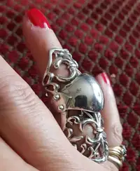 Silver Gothic jointed unisex ring