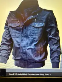 XNew $110 Jacket Multi Pockets Coats (Navy Blue-L)$75