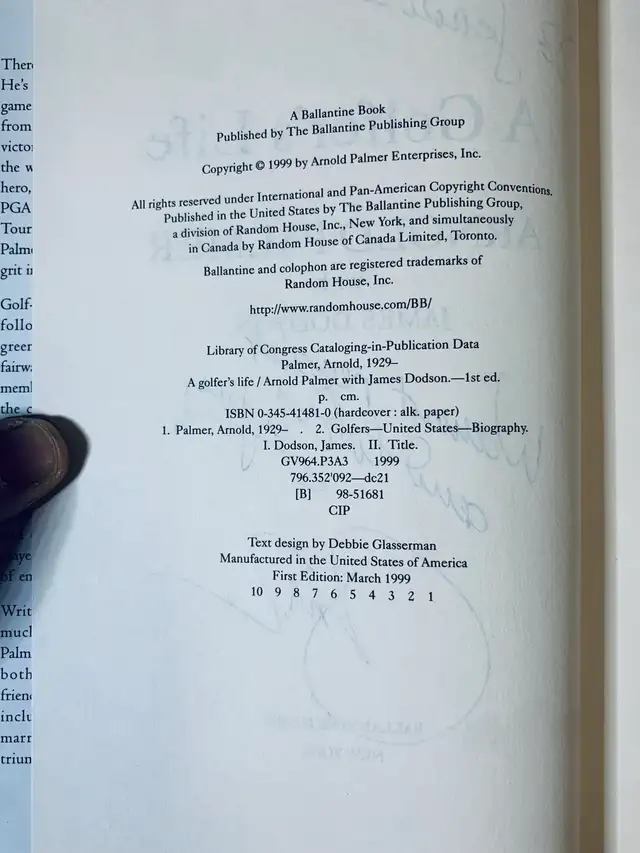 Arnold Palmer - Golfer's Life (Book signed by James Dodson)) in Non-fiction in Mississauga / Peel Region - Image 4