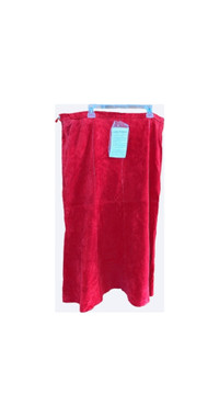Genuine Red Suede Maxi Skirt - Size 20 / 2X by Guillaume